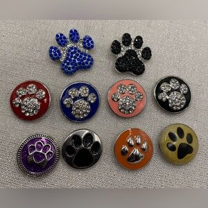 SALE - PAW PRINT BUNDLE - SET of 10 - Snap Button Charms - 18mm/20mm